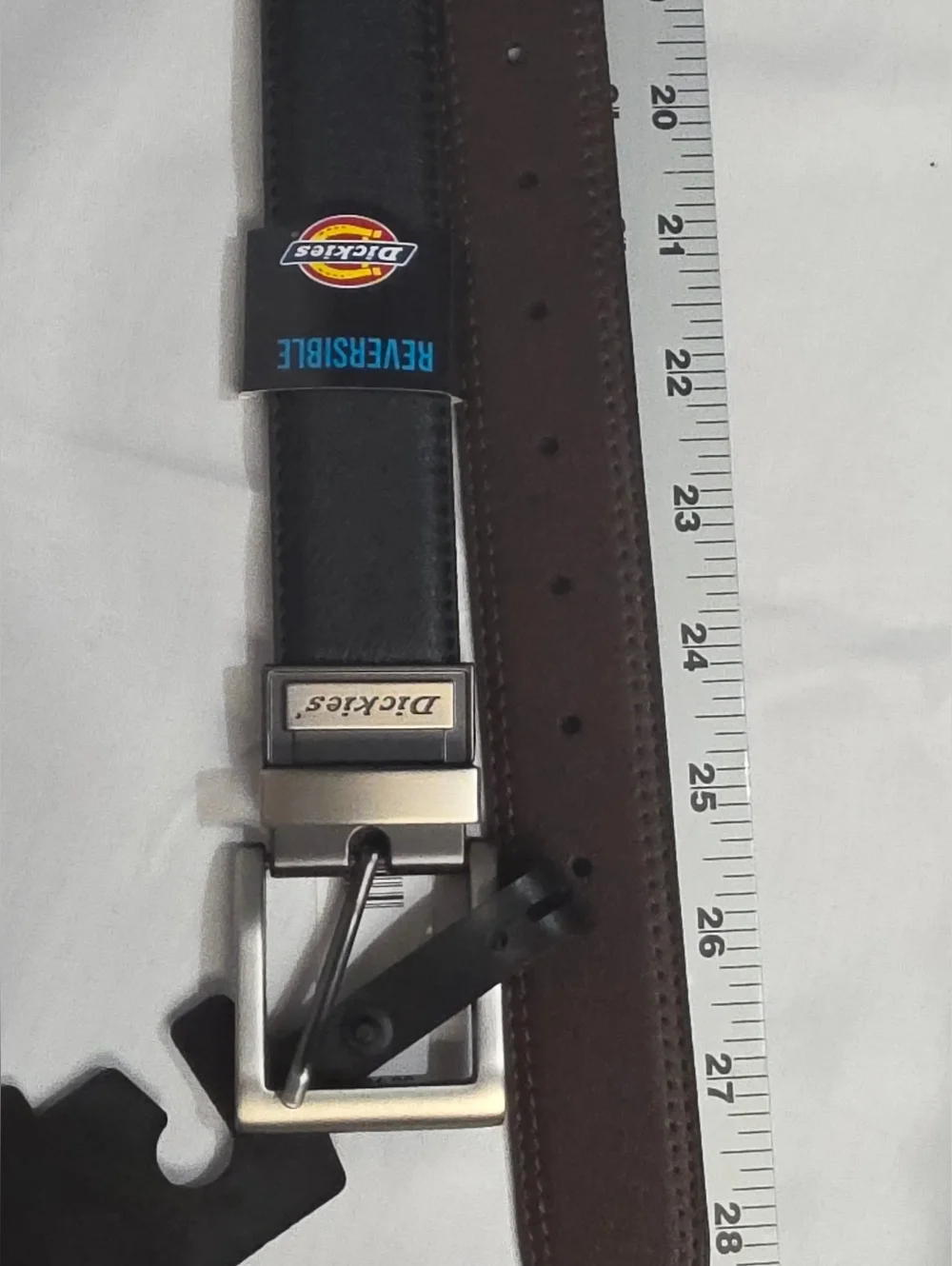 Dickies Leather Reversible Black/Brown Belt With Antique Nickel Finish Buckle 2X